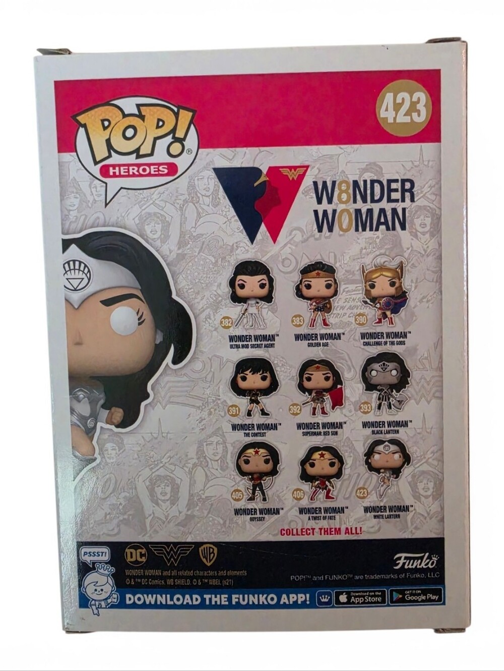 Funko Pop! Wonder Woman White Lantern #423 GITD Entertainment Earth Exclusive - Picture 3 of 9